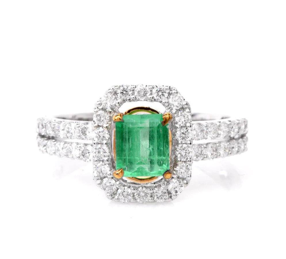 Diamond 1.44ct Emerald 18K White Gold Ring