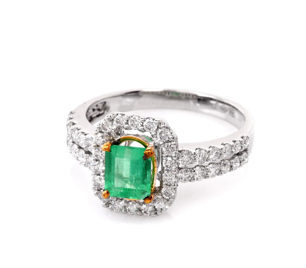 Diamond 1.44ct Emerald 18K White Gold Ring