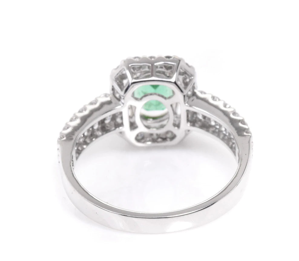 Diamond 1.44ct Emerald 18K White Gold Ring