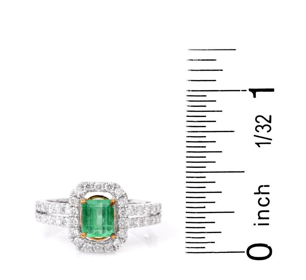 Diamond 1.44ct Emerald 18K White Gold Ring