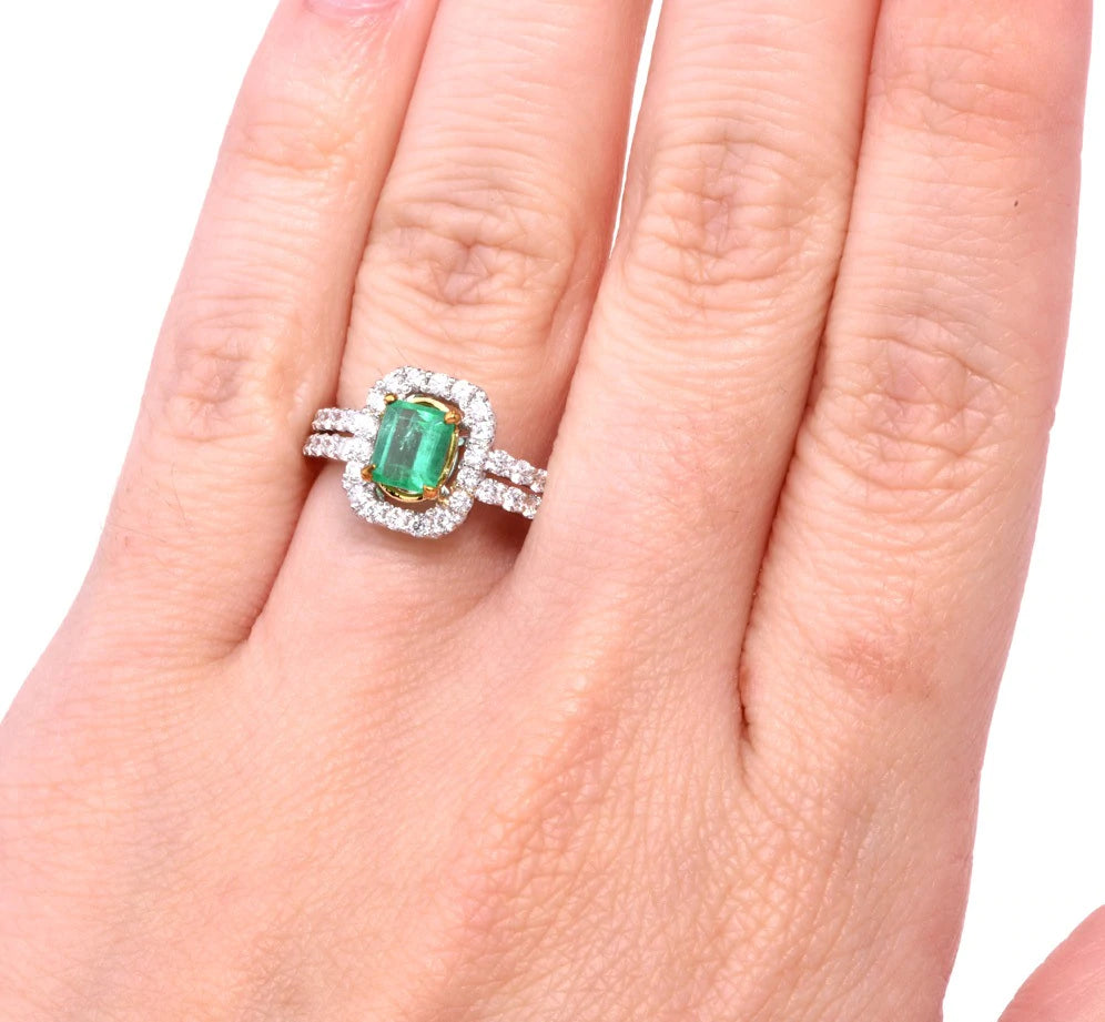 Diamond 1.44ct Emerald 18K White Gold Ring