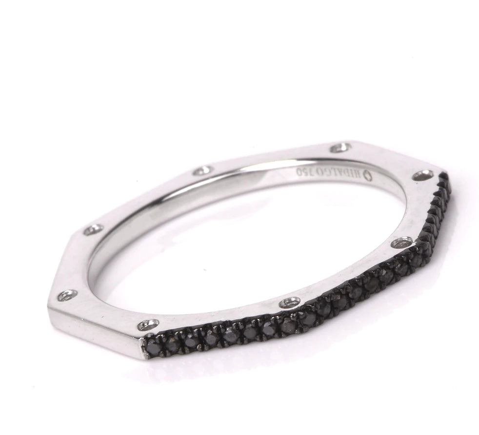 Hidalgo Black Diamond 18K White Gold Band Ring