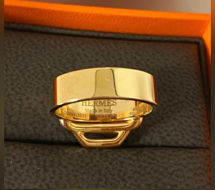 Hermes Attelage D'0r 18k Rose Gold 0.35 Ct Diamond Ring