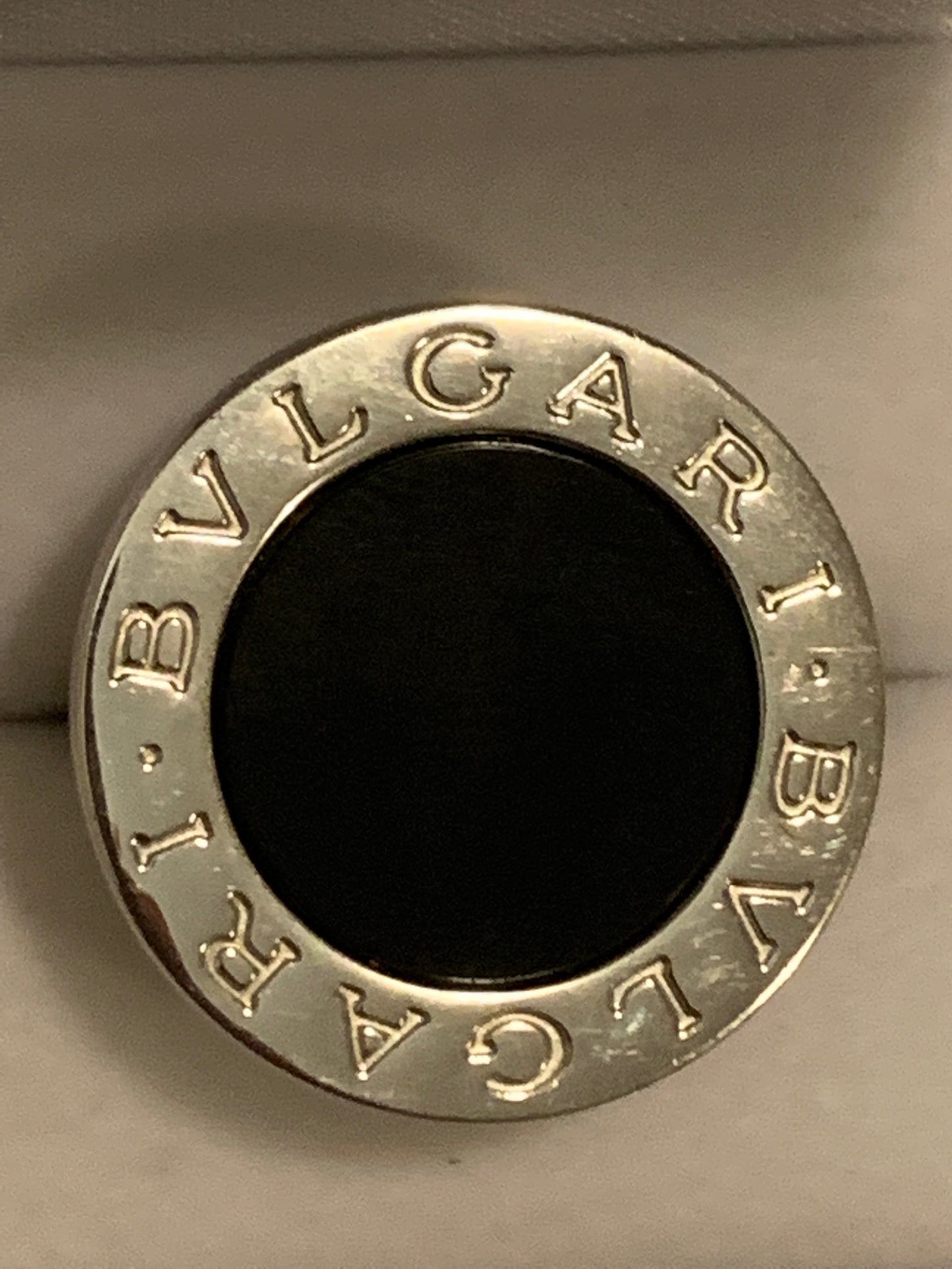 Bvlgari Signature Black Onyx 18k White Gold Split Shank Ring