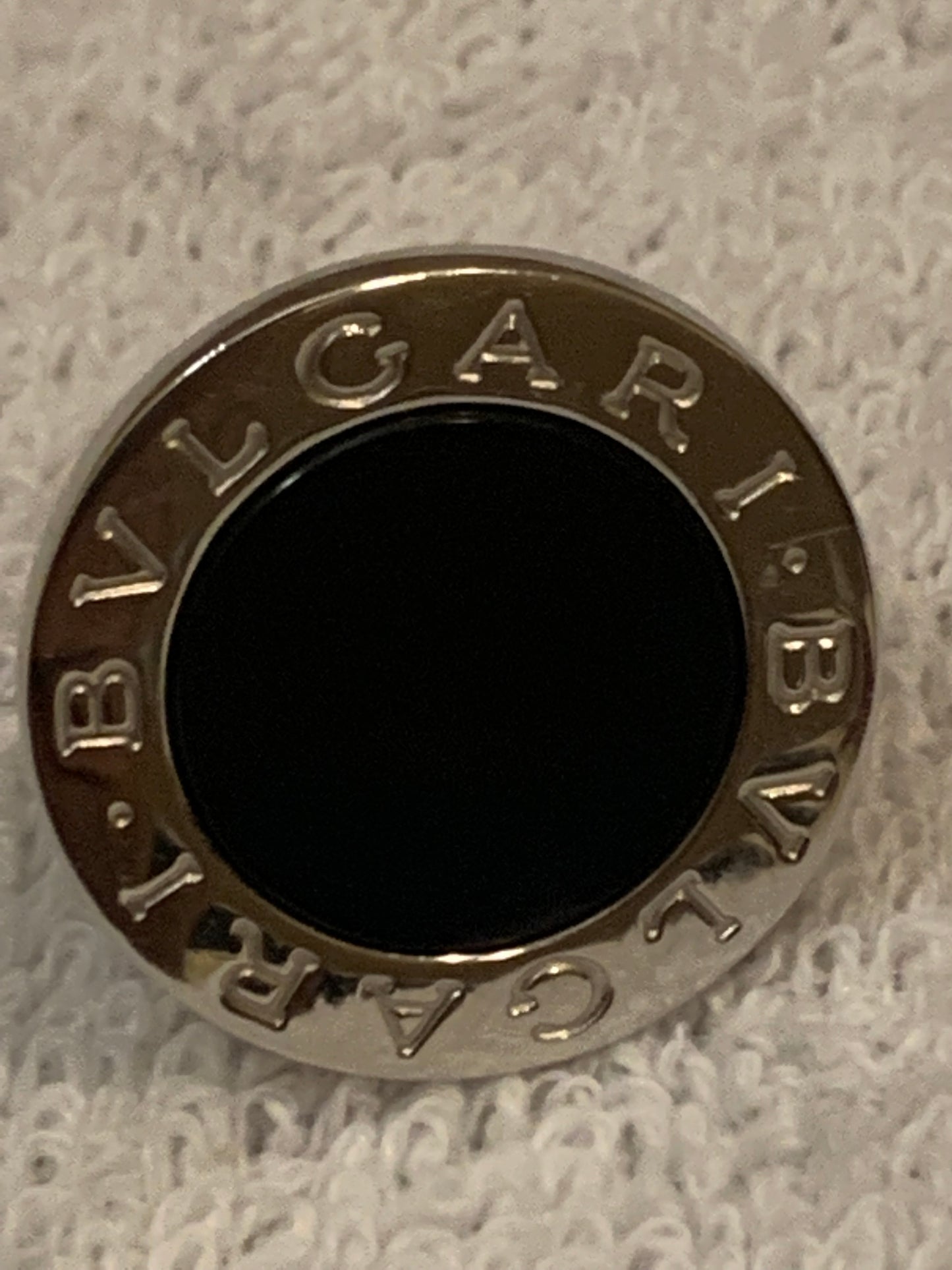 Bvlgari Signature Black Onyx 18k White Gold Split Shank Ring