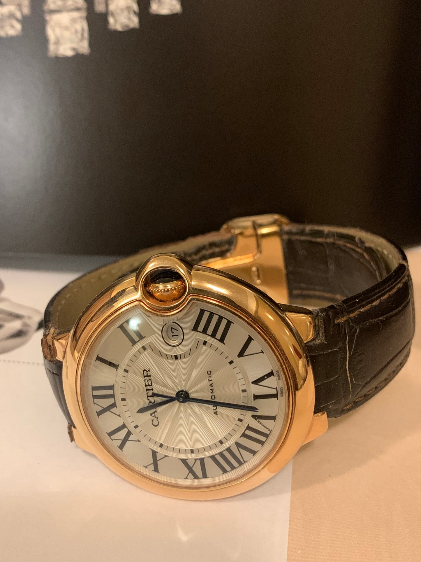 Ballon Bleu De Cartier Watch 42mm Automatic Movement Rose Gold Leather