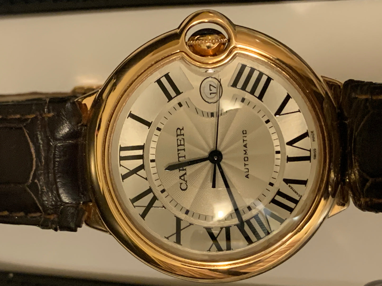 Ballon Bleu De Cartier Watch 42mm Automatic Movement Rose Gold Leather