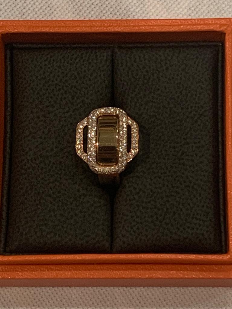 Hermes Attelage D'0r 18k Rose Gold 0.35 Ct Diamond Ring