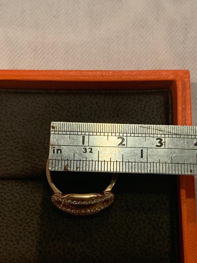 Hermes Attelage D'0r 18k Rose Gold 0.35 Ct Diamond Ring