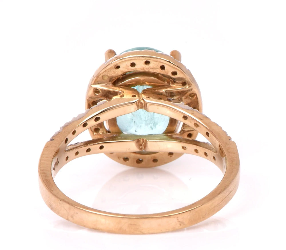 Estate Diamond Paraiba Tourmaline 14K Yellow Gold Ring