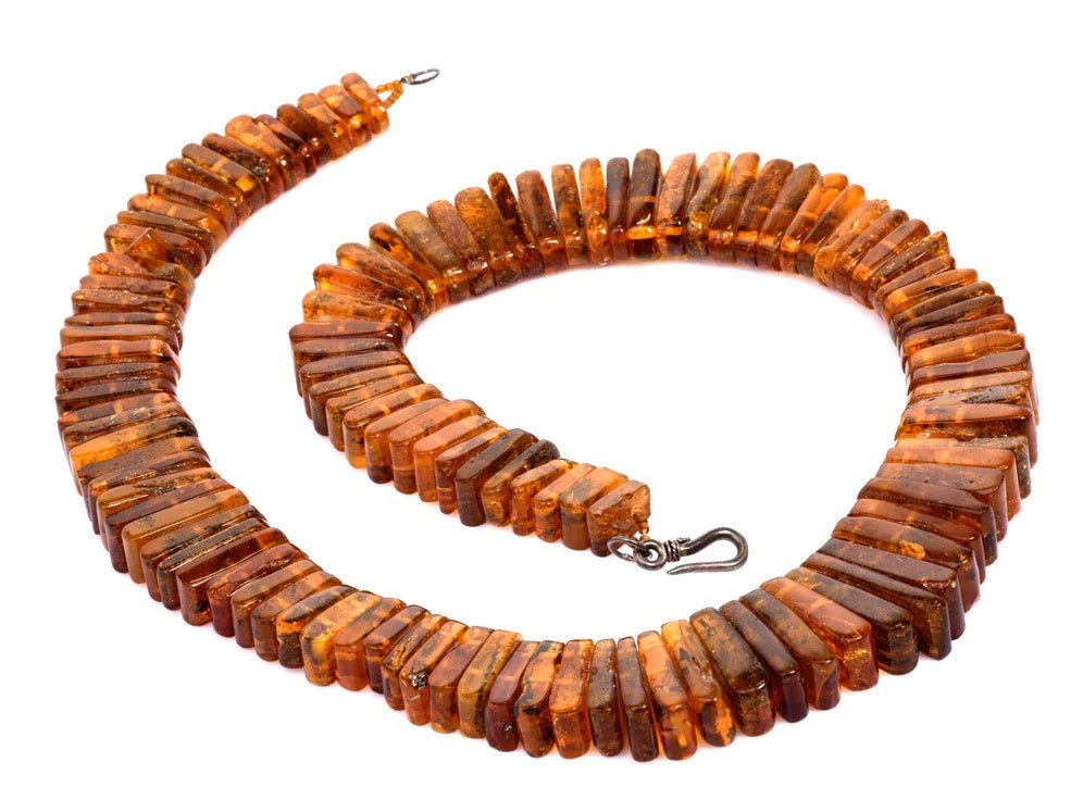 Estate Amber Sterling Silver Graduated Necklace