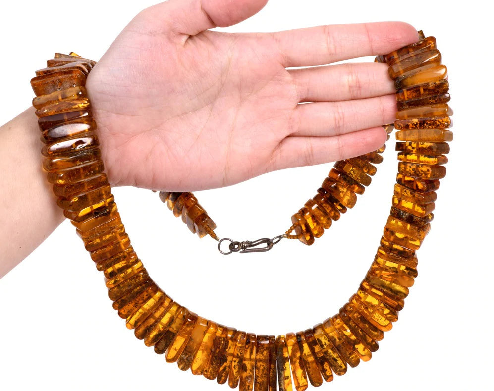 Estate Amber Sterling Silver Graduated Necklace