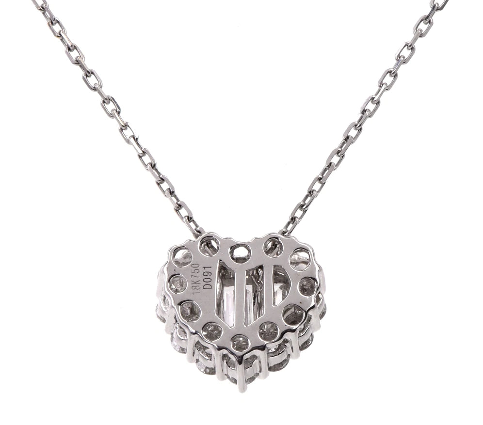 Estate 0.91ct Diamond 18K White Gold Chain Heart Pendant