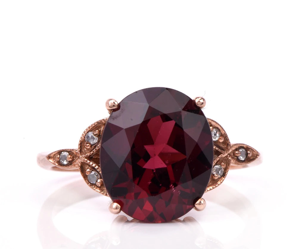 Diamond 5.93ct Garnet 9k Rose Gold Ring