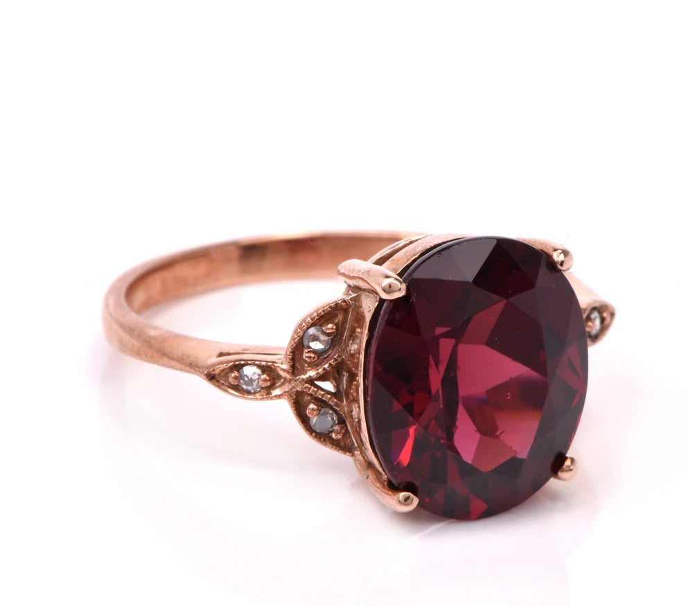 Diamond 5.93ct Garnet 9k Rose Gold Ring