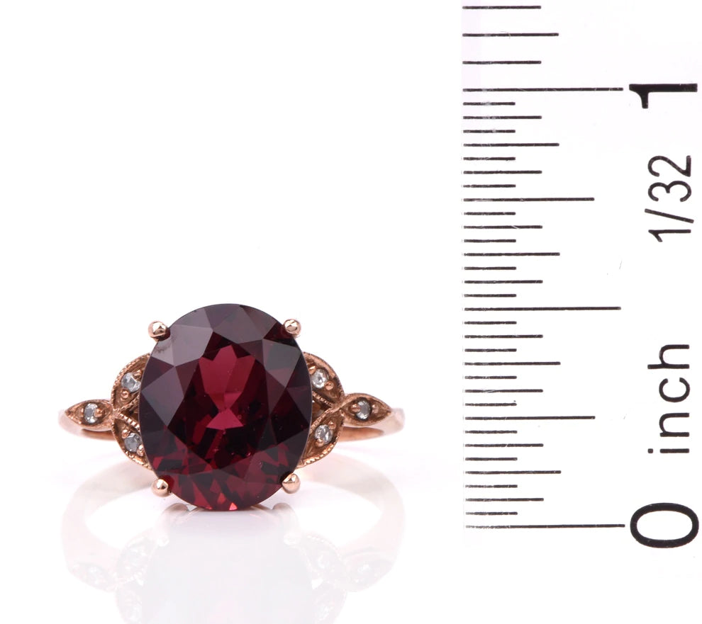 Diamond 5.93ct Garnet 9k Rose Gold Ring