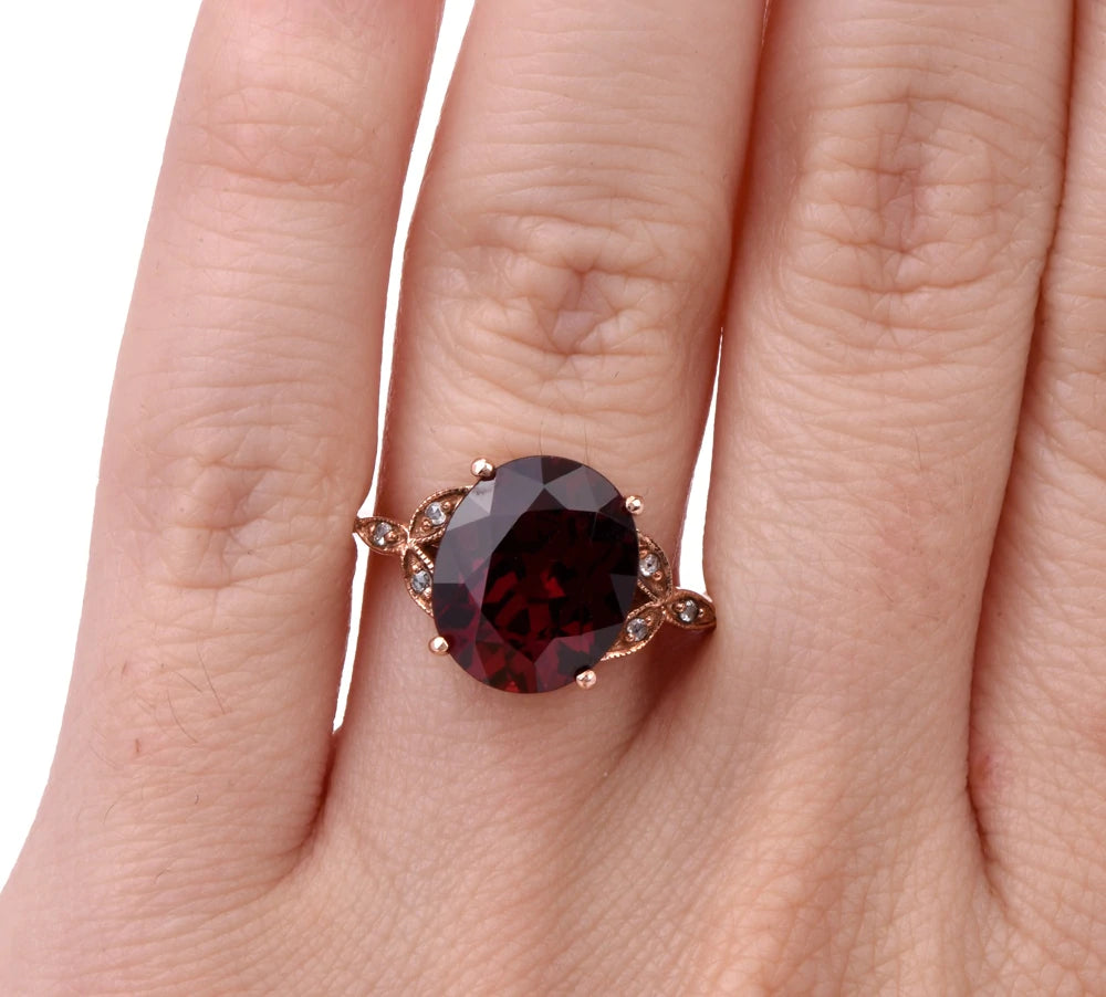 Diamond 5.93ct Garnet 9k Rose Gold Ring