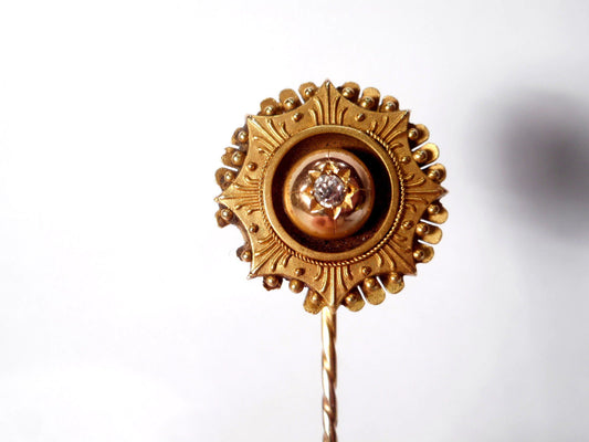 Victorian 15ct Gold Diamond Stickpin