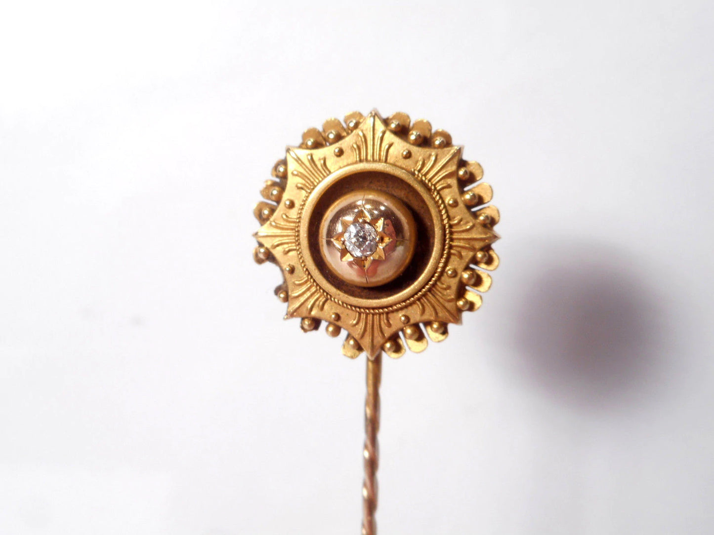 Victorian 15ct Gold Diamond Stickpin