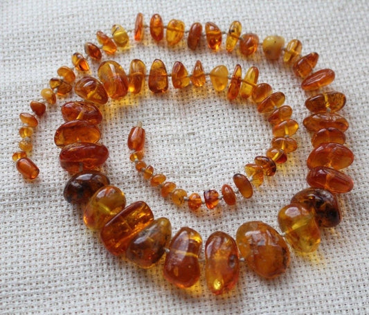 Natural Antique Baltic Amber Cognac Honey Necklace Beads