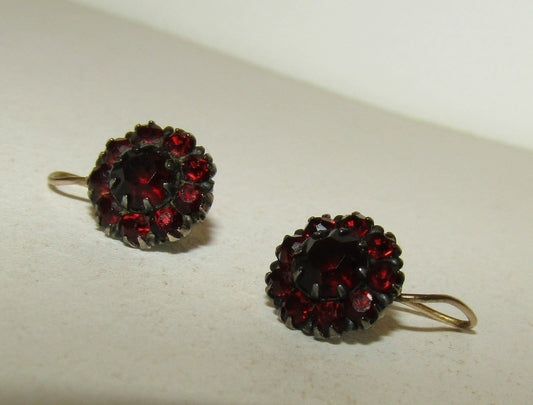 Victorian 9ct Gold Dormeuses Earrings with Royal Garnet Gems