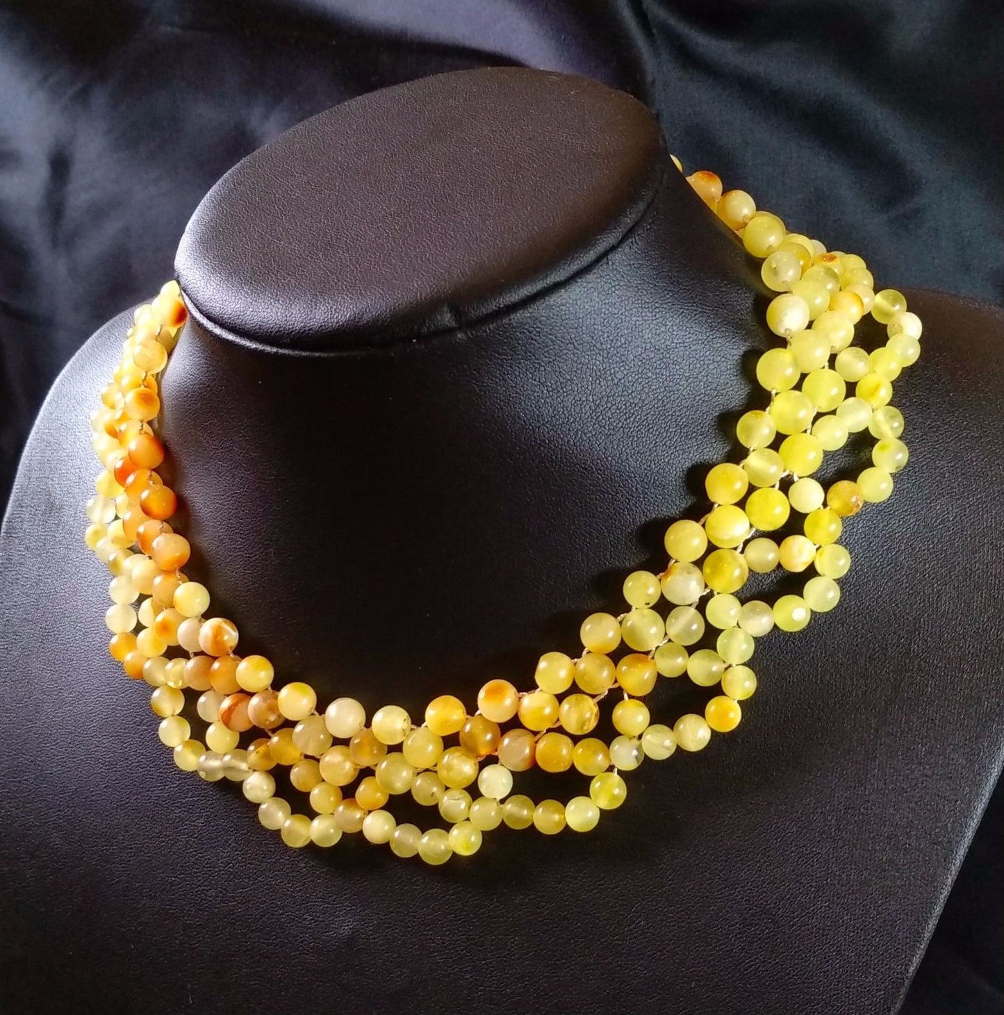 Antique Baltic Egg Yolk Amber Large Beads Genuine Natural Necklace