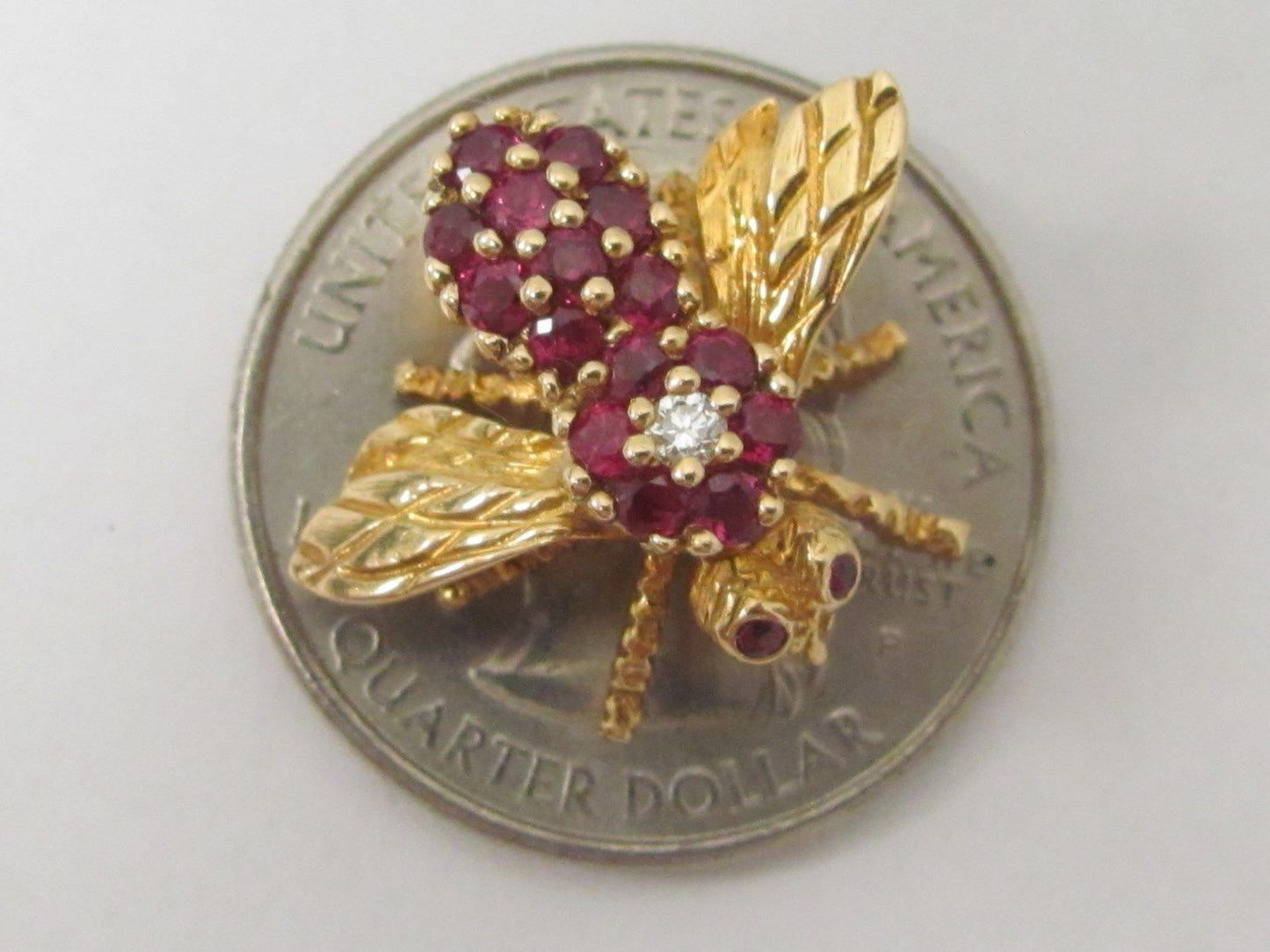 Rare Tiffany & Co 18k Gold Ruby Diamond Bumble Bee Brooch Pin Mint