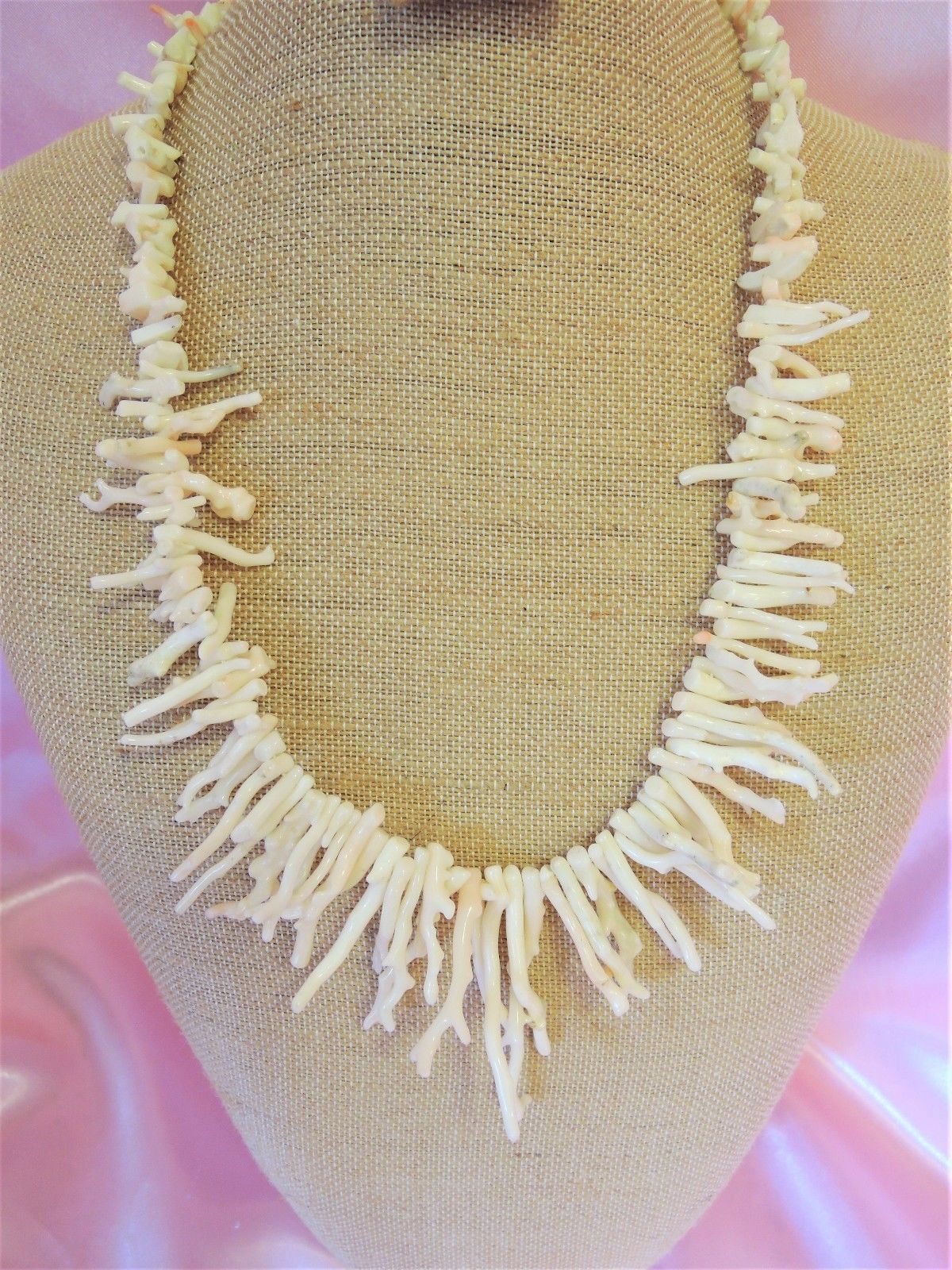 Estate Angel Skin Branch Coral Necklace Graduated