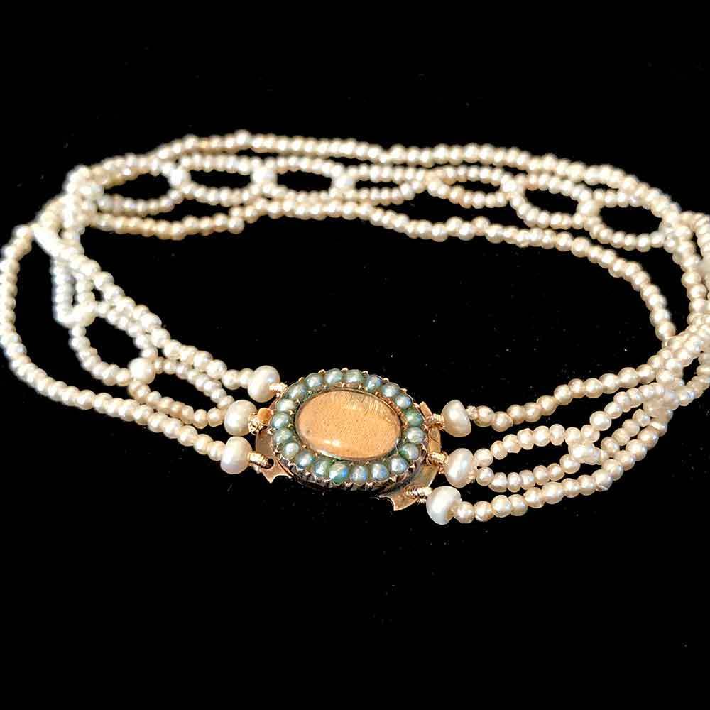 Rare Georgian Saltwater Seed Pearl Bracelet & Pearl Clasp C1800