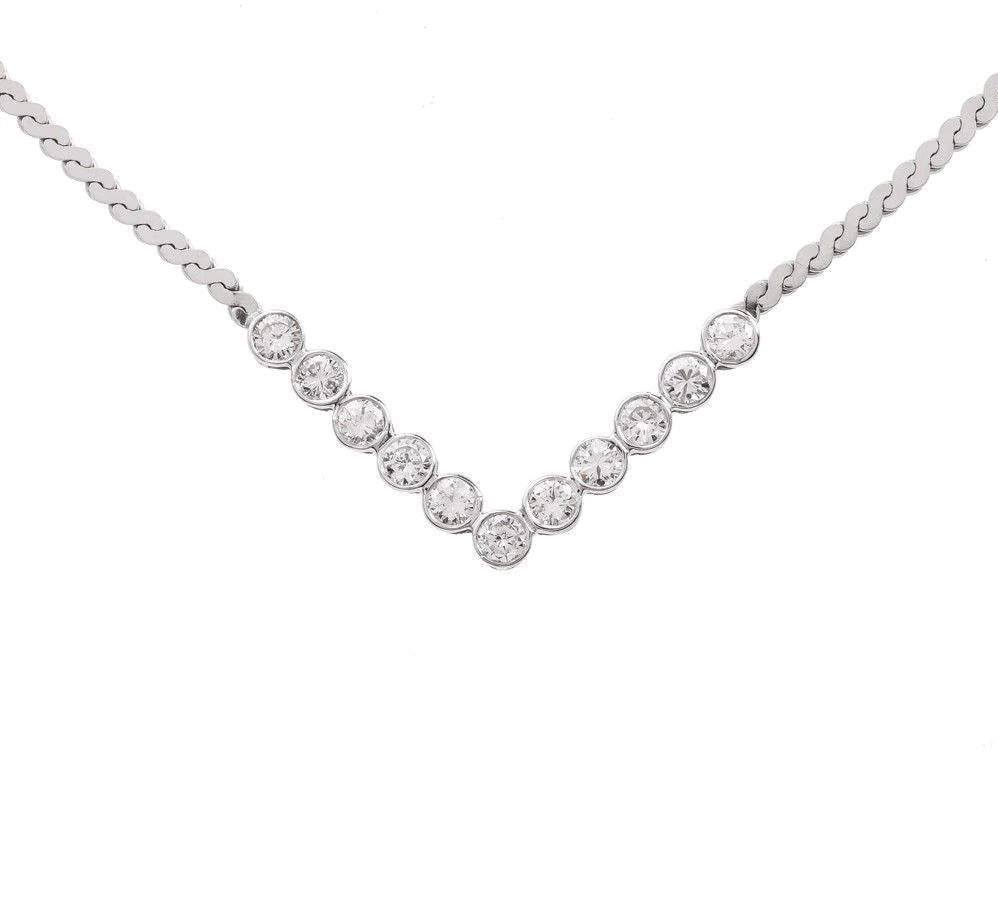 Italian Diamond 14K White Gold Link Necklace 10.5 grams