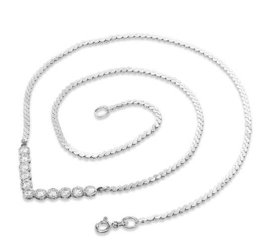 Italian Diamond 14K White Gold Link Necklace 10.5 grams