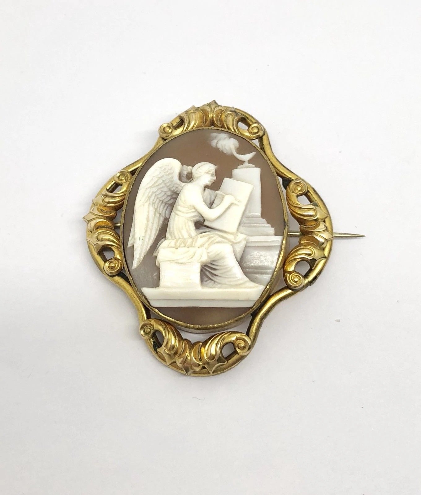 Antique Victorian Rolled Gold Cameo Brooch