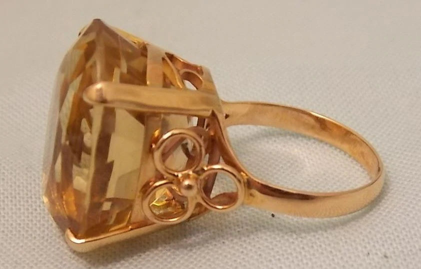 Vintage Citrine 14k Gold Vintage Retro Ring 23.46 carats