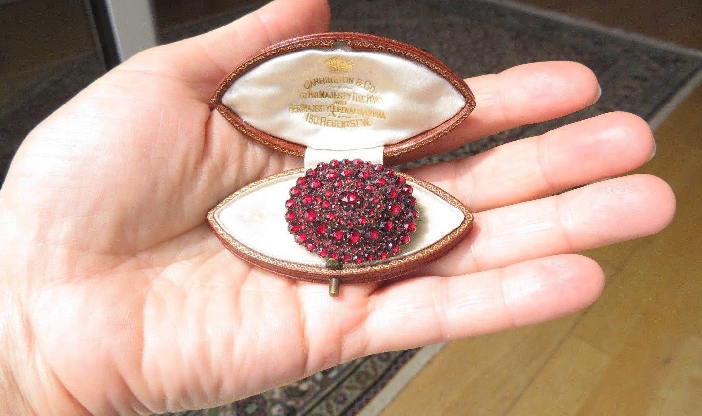 Antique Victorian Bohemian Garnets & Gold Brooch