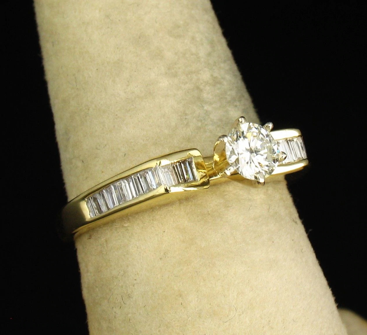 Vintage Estate Round Natural 1.0ct Diamond Solid 14k Yellow Gold Engagement Ring