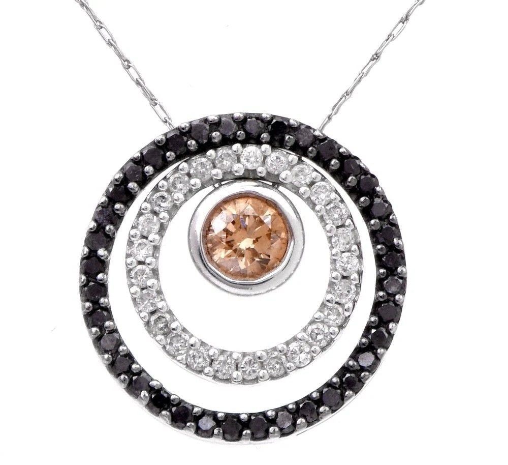 Estate 0.80ct Fancy Color Diamond 10K Gold Pendant Necklace