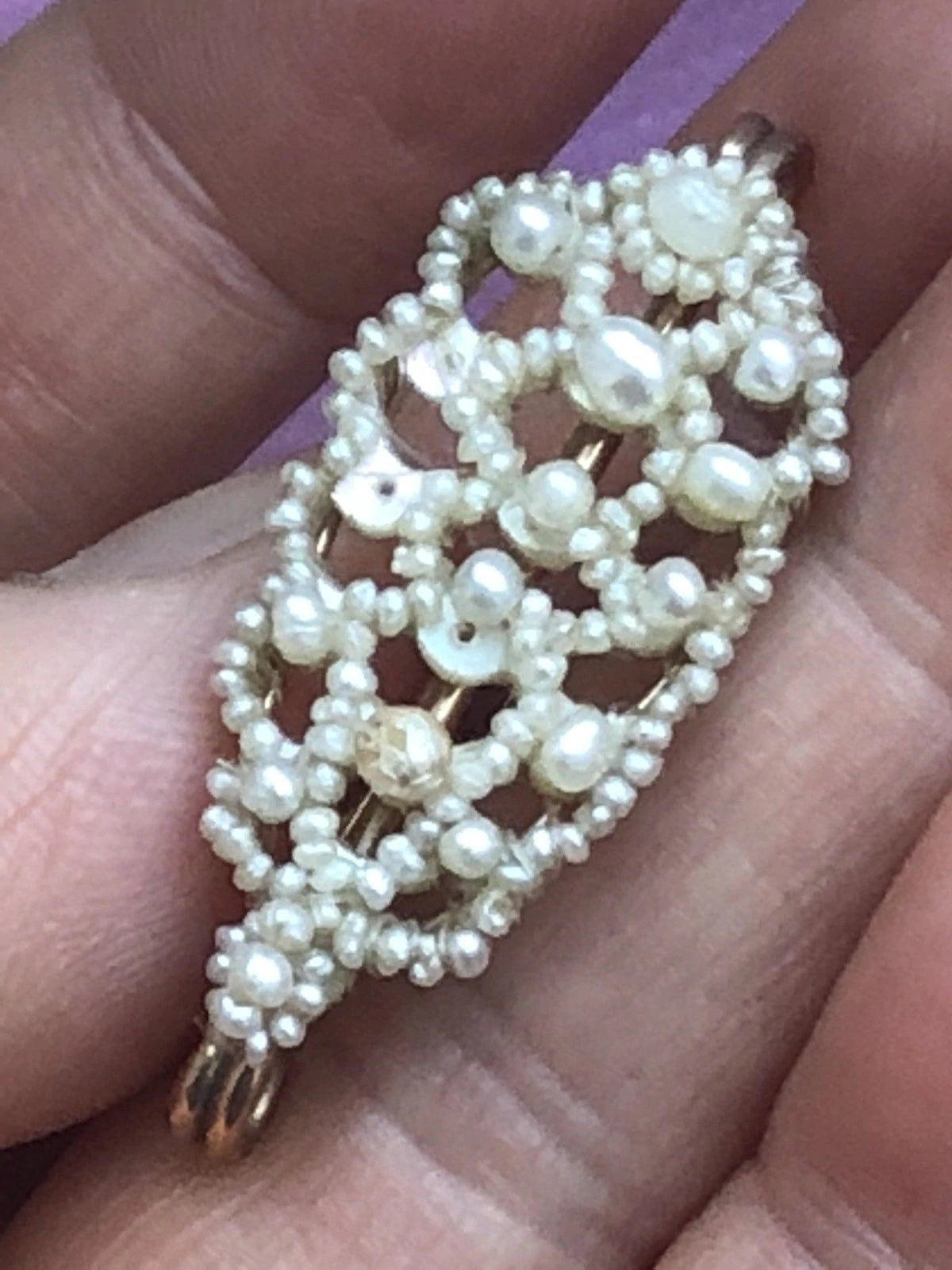 Antique Georgian Nature Pearl, ( Mother of Pearl) Gold Brooch