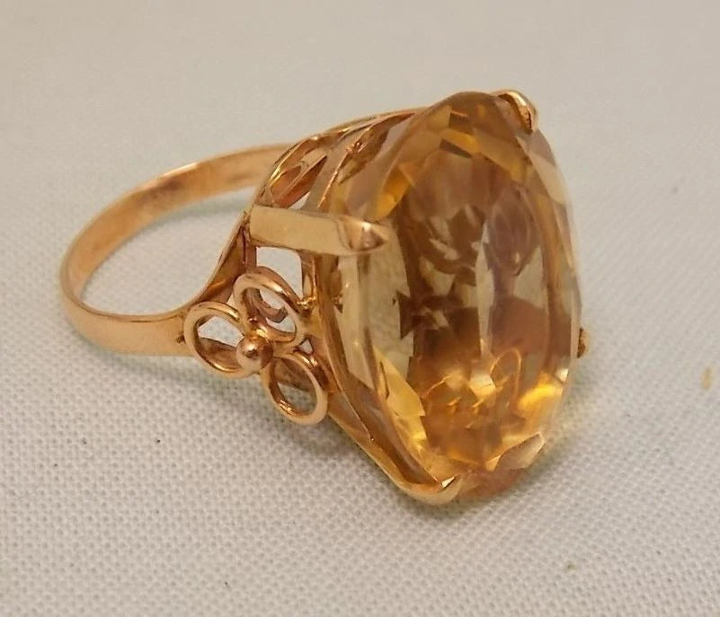 Vintage Citrine 14k Gold Vintage Retro Ring 23.46 carats