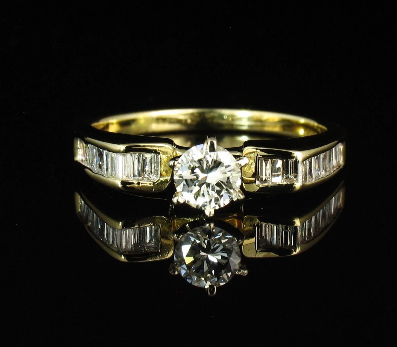 Vintage Estate Round Natural 1.0ct Diamond Solid 14k Yellow Gold Engagement Ring