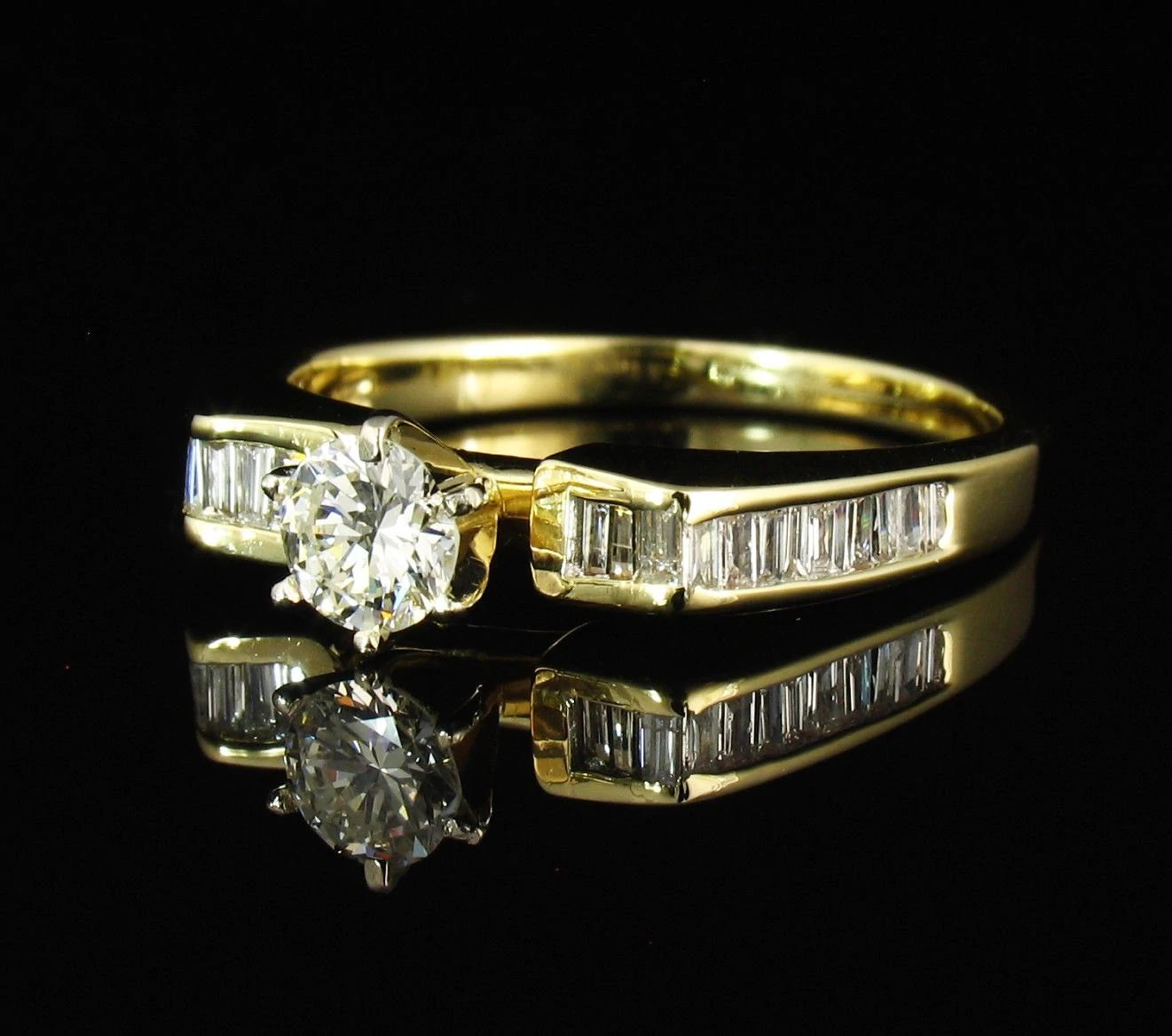 Vintage Estate Round Natural 1.0ct Diamond Solid 14k Yellow Gold Engagement Ring