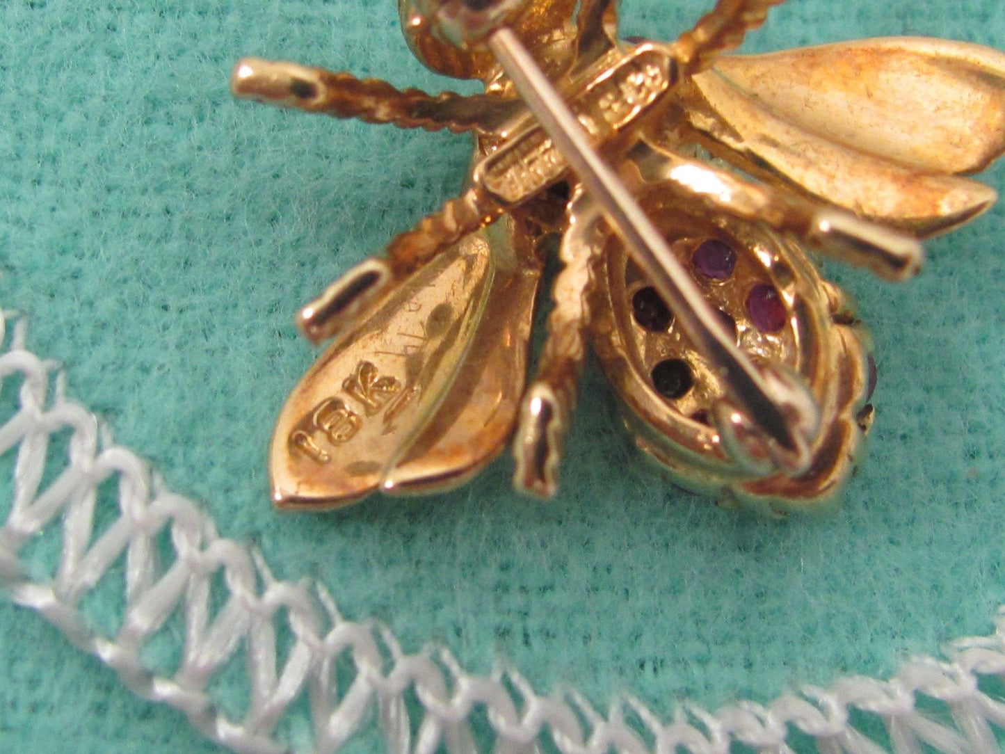 Rare Tiffany & Co 18k Gold Ruby Diamond Bumble Bee Brooch Pin Mint