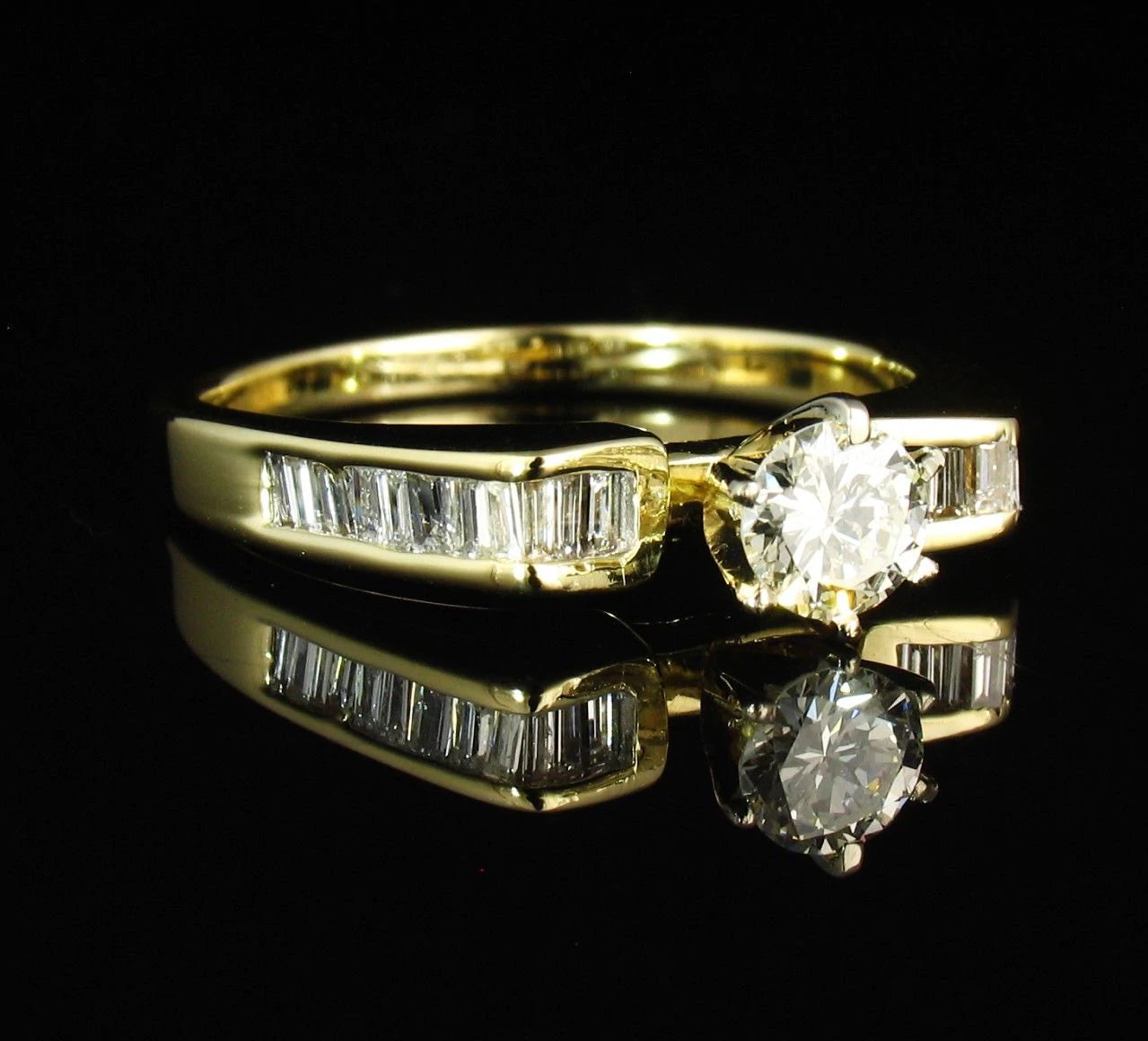 Vintage Estate Round Natural 1.0ct Diamond Solid 14k Yellow Gold Engagement Ring