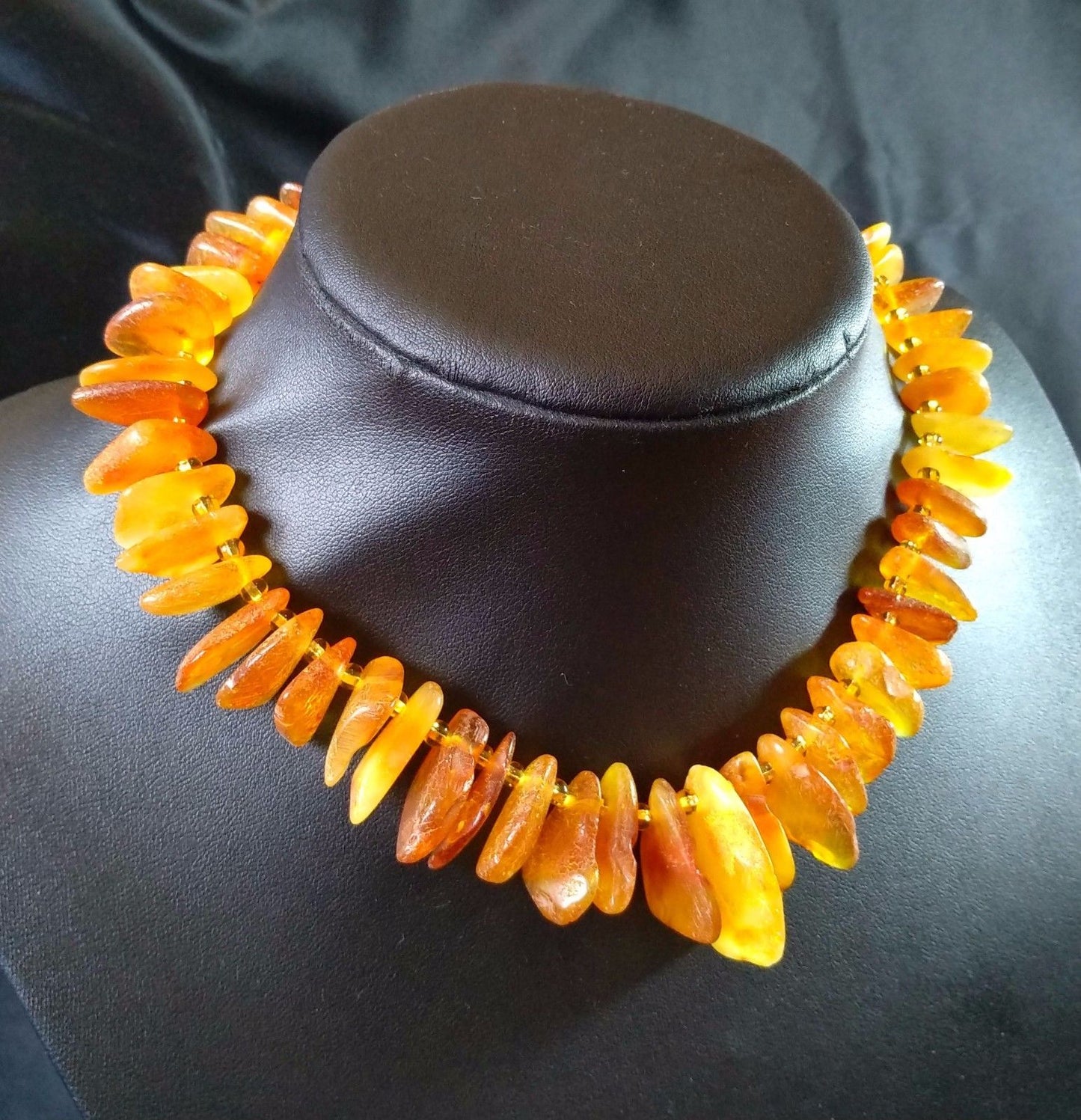 Antique Baltic Amber Egg Yolk Butterscotch Necklace Beads Bernstein