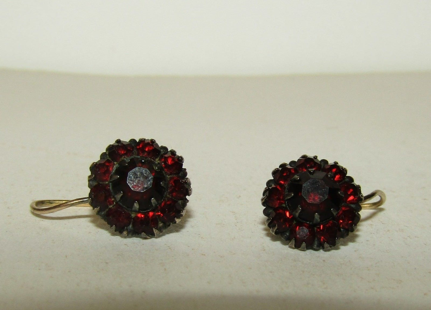 Victorian 9ct Gold Dormeuses Earrings with Royal Garnet Gems