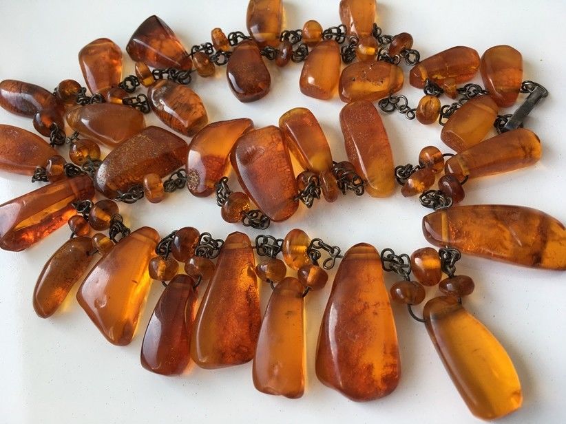 Natural Antique Baltic Vintage Amber Old Butterscotch Yolk Beads Necklace