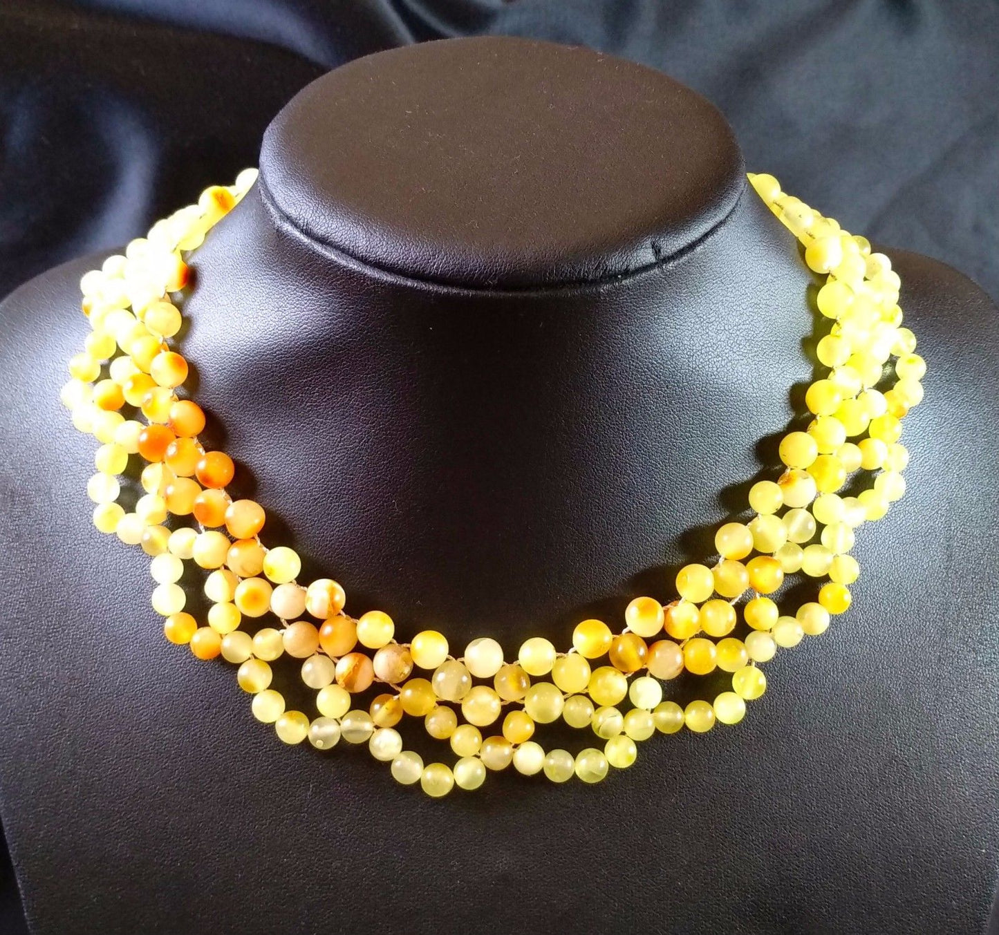 Antique Baltic Egg Yolk Amber Large Beads Genuine Natural Necklace