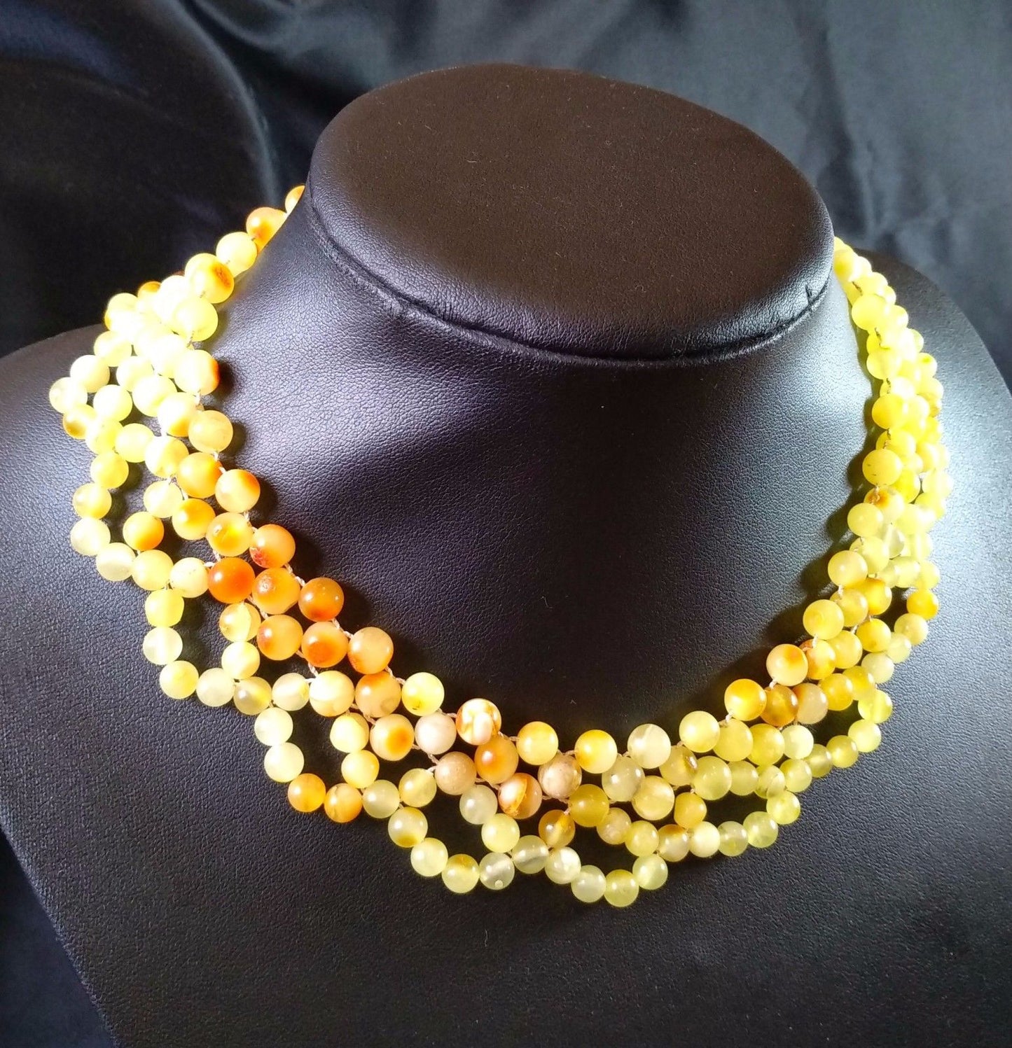 Antique Baltic Egg Yolk Amber Large Beads Genuine Natural Necklace