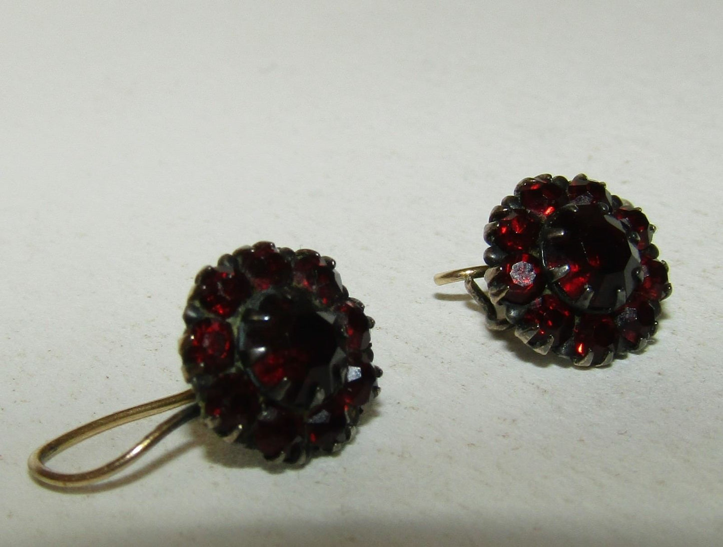 Victorian 9ct Gold Dormeuses Earrings with Royal Garnet Gems
