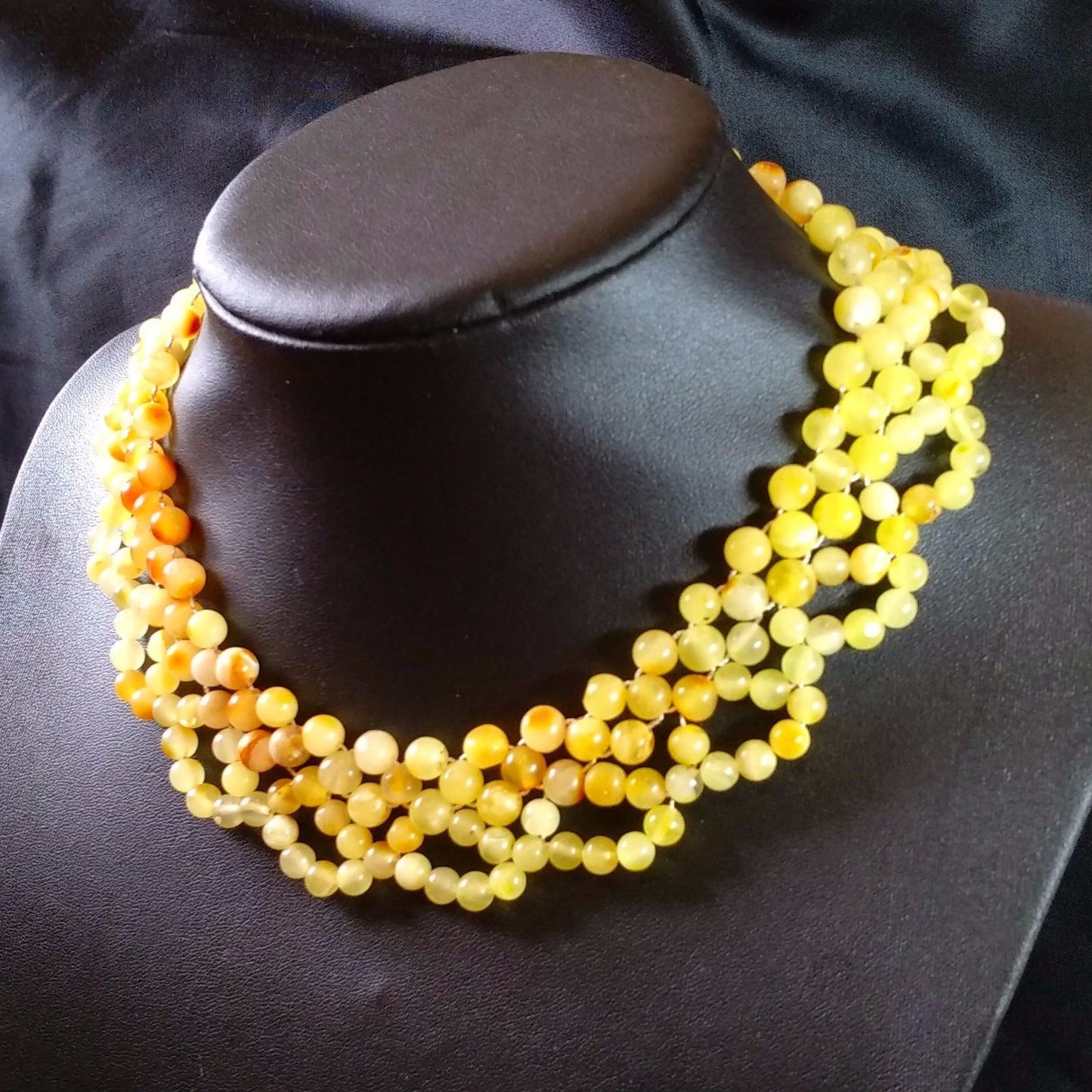 Antique Baltic Egg Yolk Amber Large Beads Genuine Natural Necklace