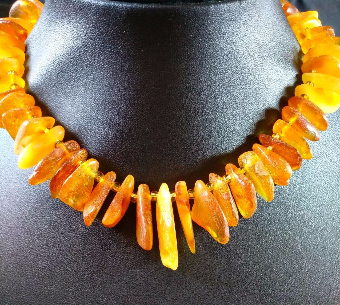 Antique Baltic Amber Egg Yolk Butterscotch Necklace Beads Bernstein